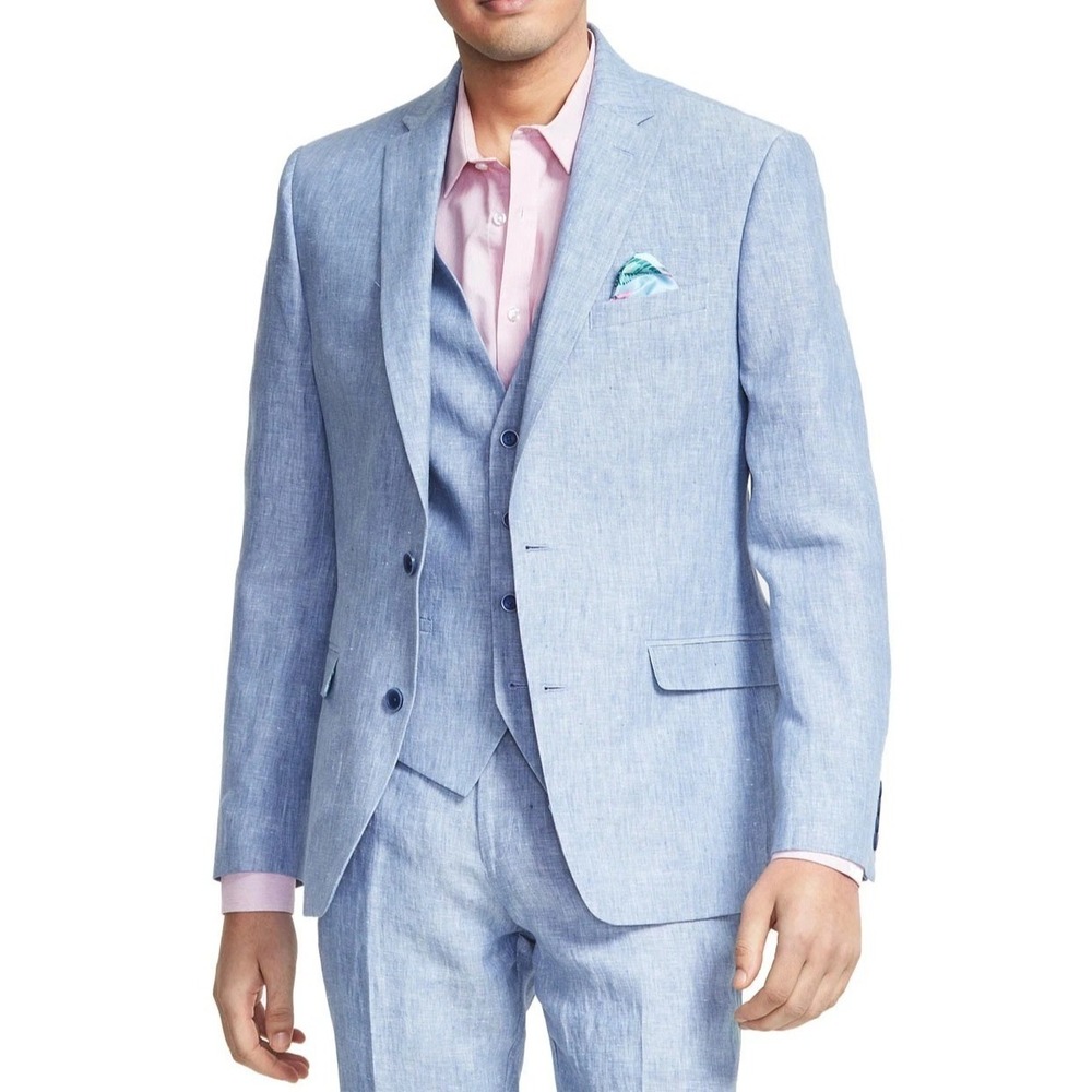 Bar III Men's Slim Linen Suit Jackets Sport Coat 40S Short Blue
